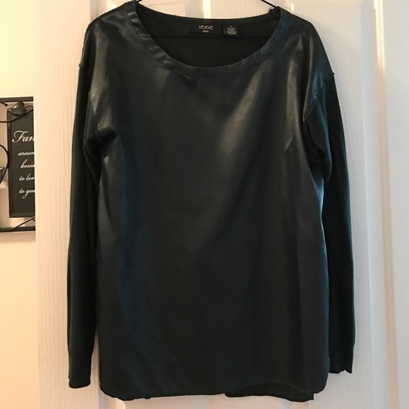 VERVE Dark Green Sweater with Silky Front - Picture 3 of 6